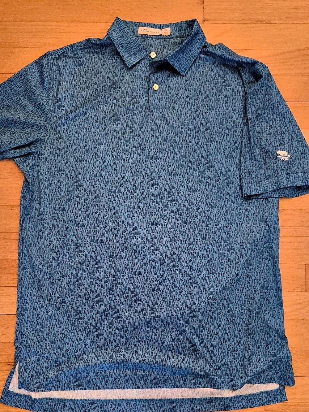 Peter Millar Summer Comfort Whiskey Print Golf Polo CCNC Pinehurst Logo, L